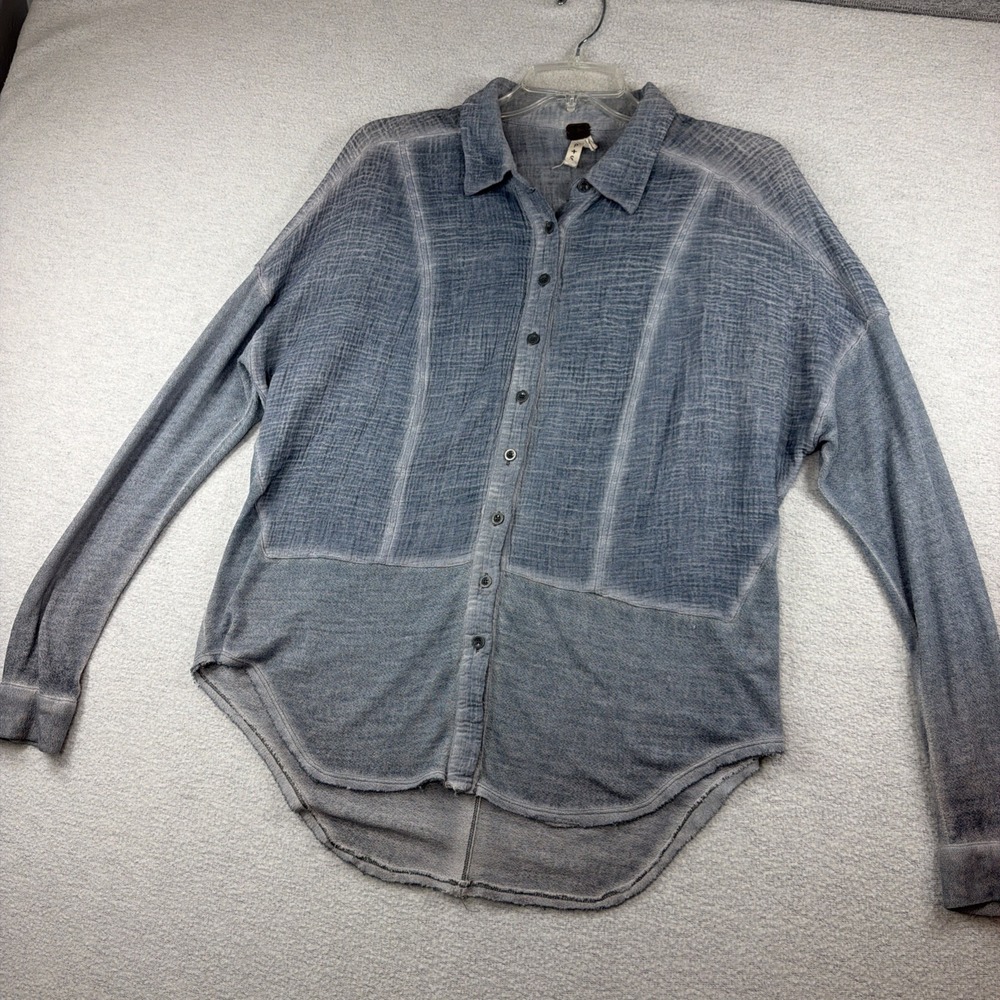 Free People We the Free boho Zahara Gauze Burnout Raglan Button Down Shirt PS